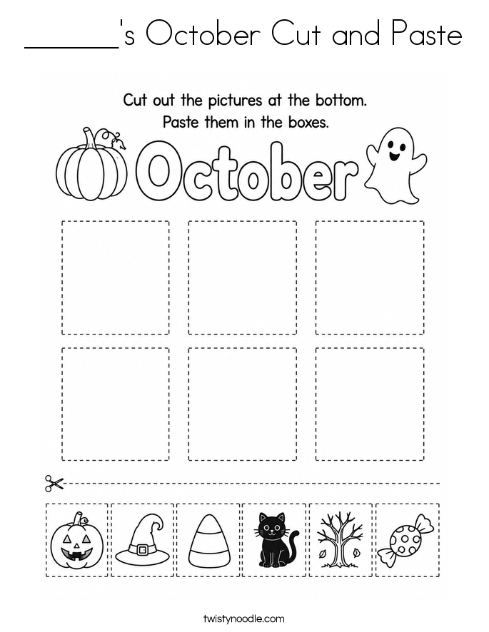 ______'s October Cut and Paste Coloring Page