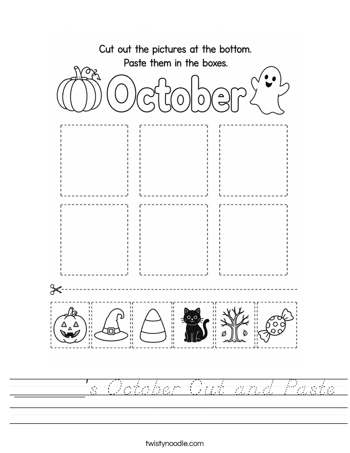 ______'s October Cut and Paste Worksheet