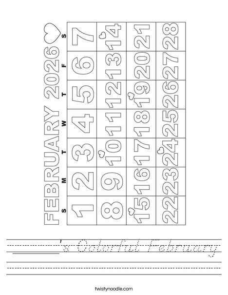 _____'s Colorful February  Worksheet