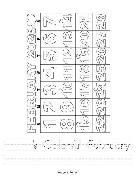 _____'s Colorful February  Worksheet