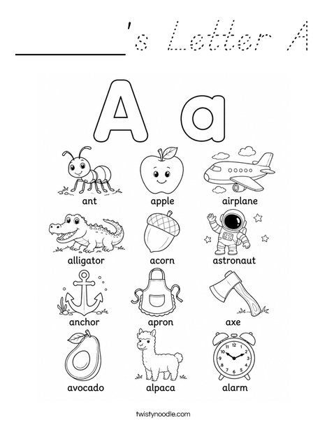_____'s Letter A Coloring Page