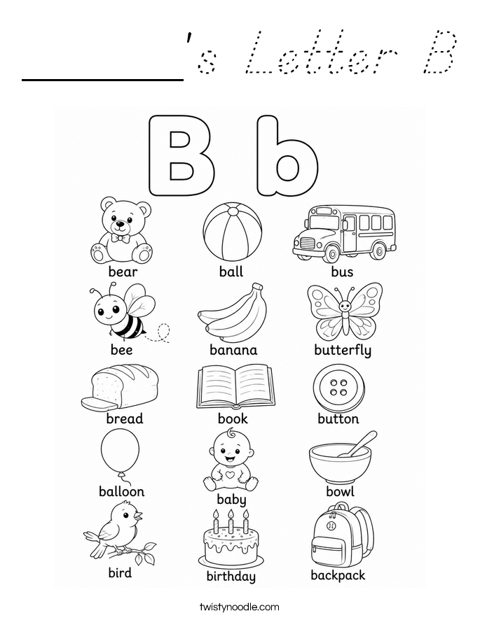 _____'s Letter B Coloring Page