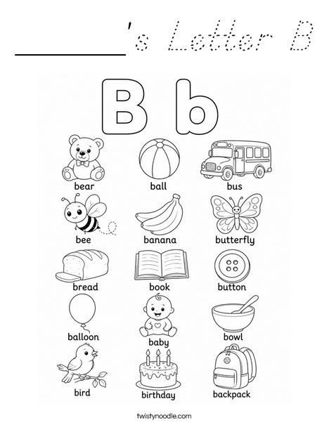 _____'s Letter B Coloring Page