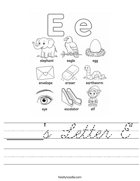 _____'s Letter E Worksheet