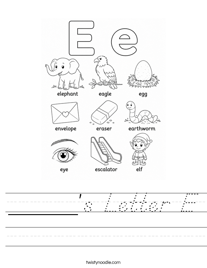 _____'s Letter E Worksheet