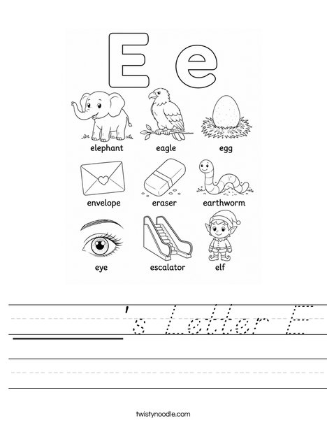 _____'s Letter E Worksheet