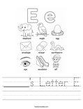 _____'s Letter E Worksheet