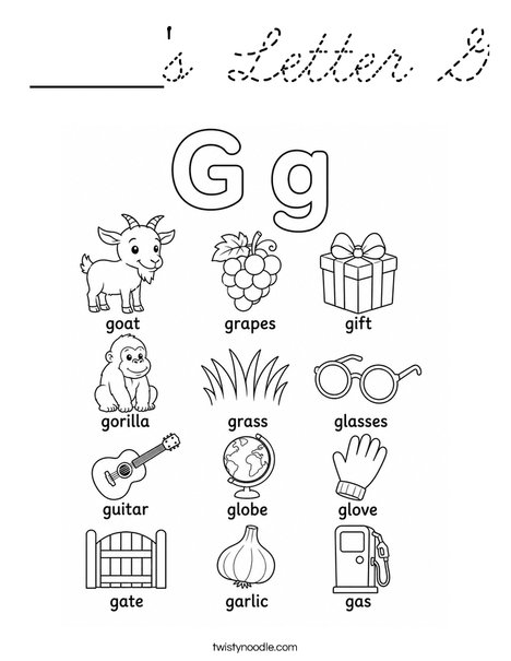 _____'s Letter G Coloring Page