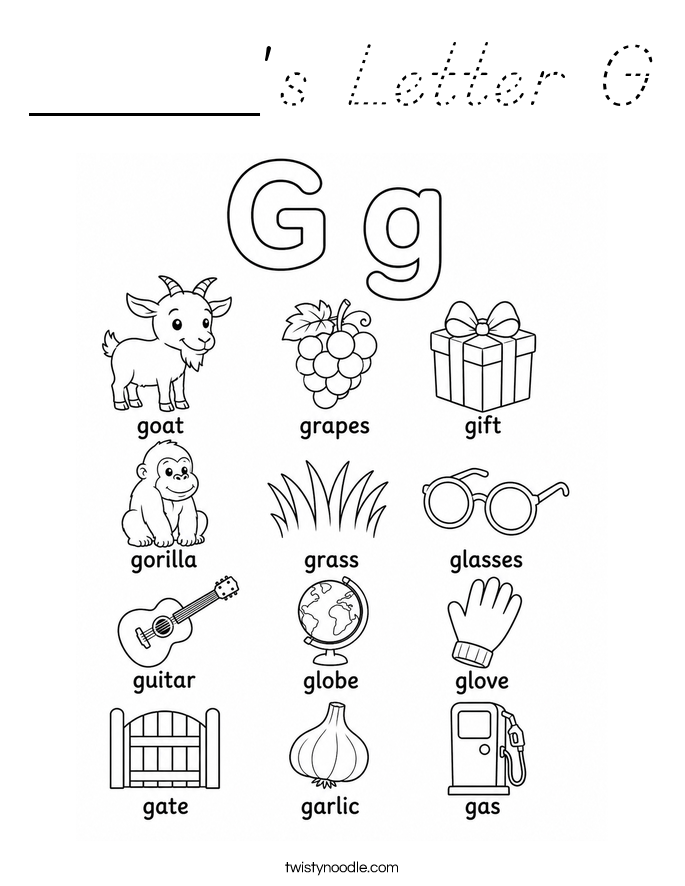 _____'s Letter G Coloring Page