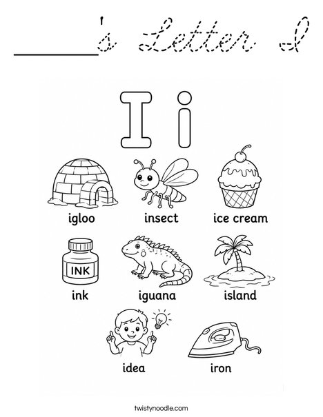 _____'s Letter I Coloring Page