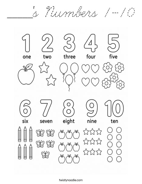 _____'s Numbers 1-10 Coloring Page