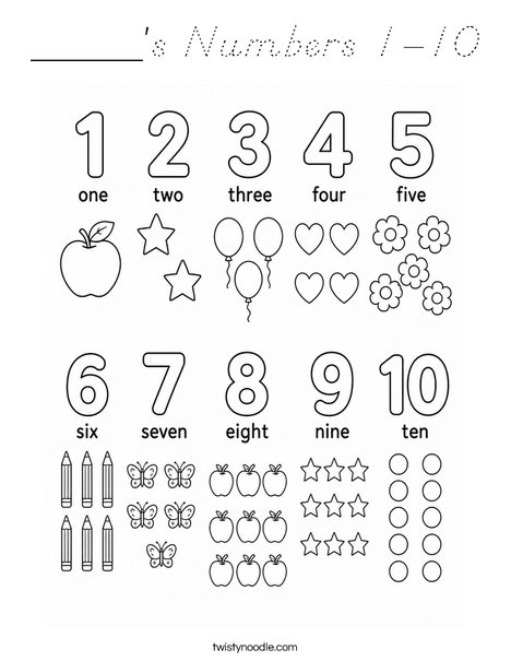 _____'s Numbers 1-10 Coloring Page