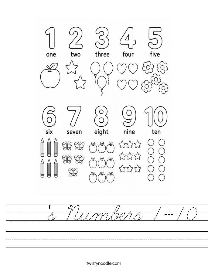 _____'s Numbers 1-10 Worksheet