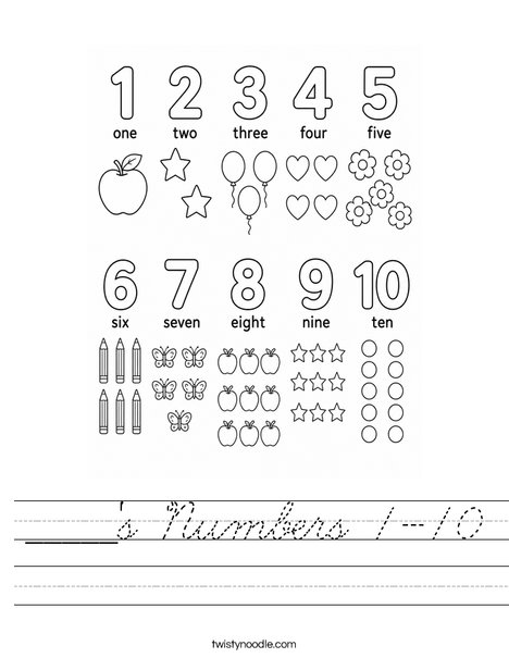 _____'s Numbers 1-10 Worksheet