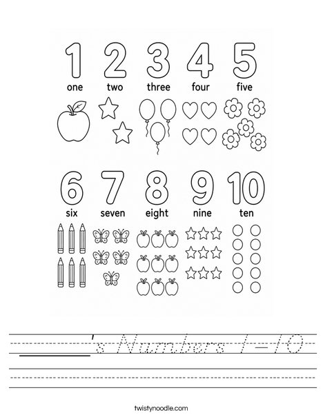 _____'s Numbers 1-10 Worksheet