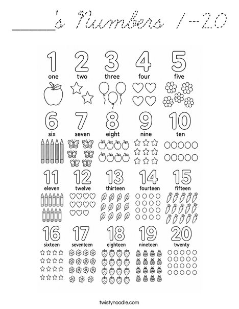 _____'s Numbers 1-20 Coloring Page