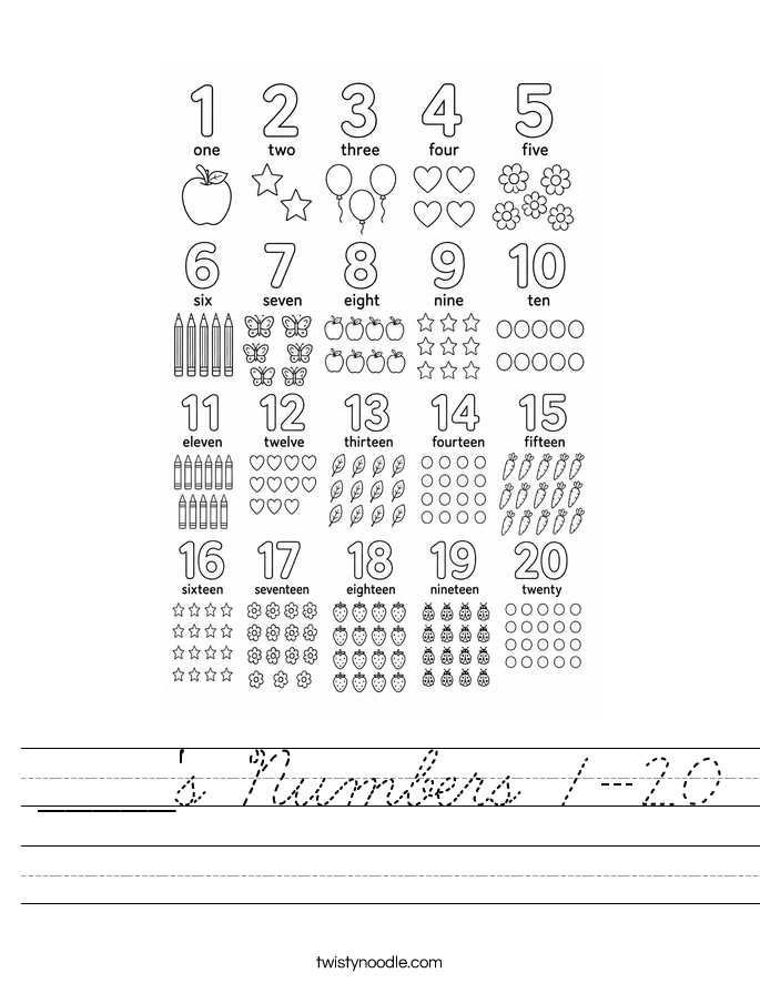 _____'s Numbers 1-20 Worksheet