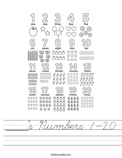 _____'s Numbers 1-20 Worksheet