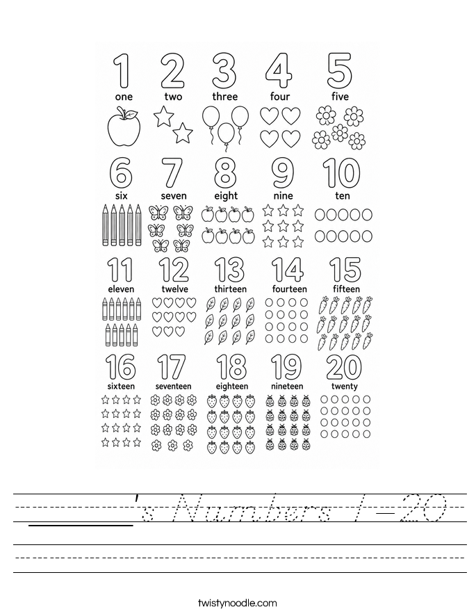 _____'s Numbers 1-20 Worksheet