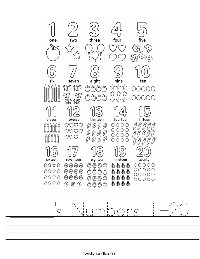 _____'s Numbers 1-20 Worksheet