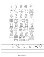 _____'s Numbers 1-20 Handwriting Sheet