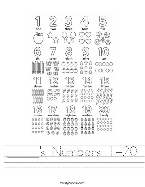 _____'s Numbers 1-20 Worksheet