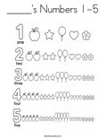 _____'s Numbers 1-5 Coloring Page