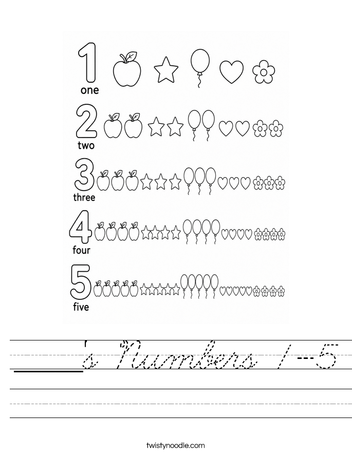 _____'s Numbers 1-5 Worksheet