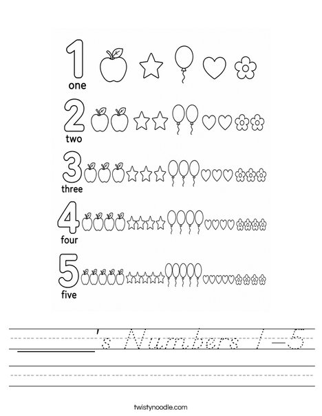 _____'s Numbers 1-5 Worksheet