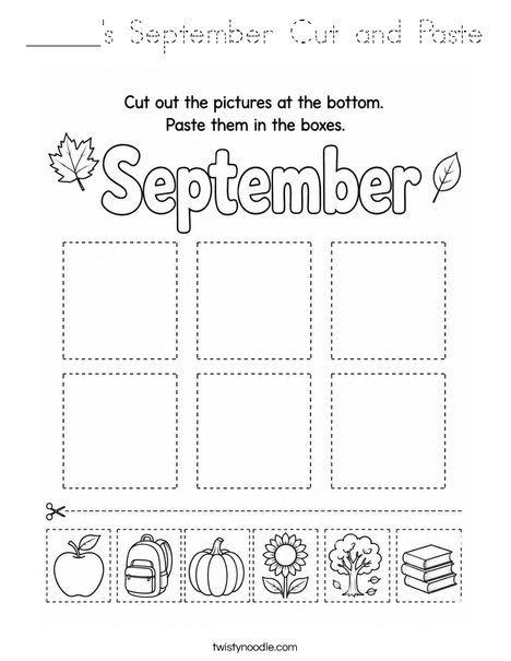 _____'s September Cut and Paste Coloring Page