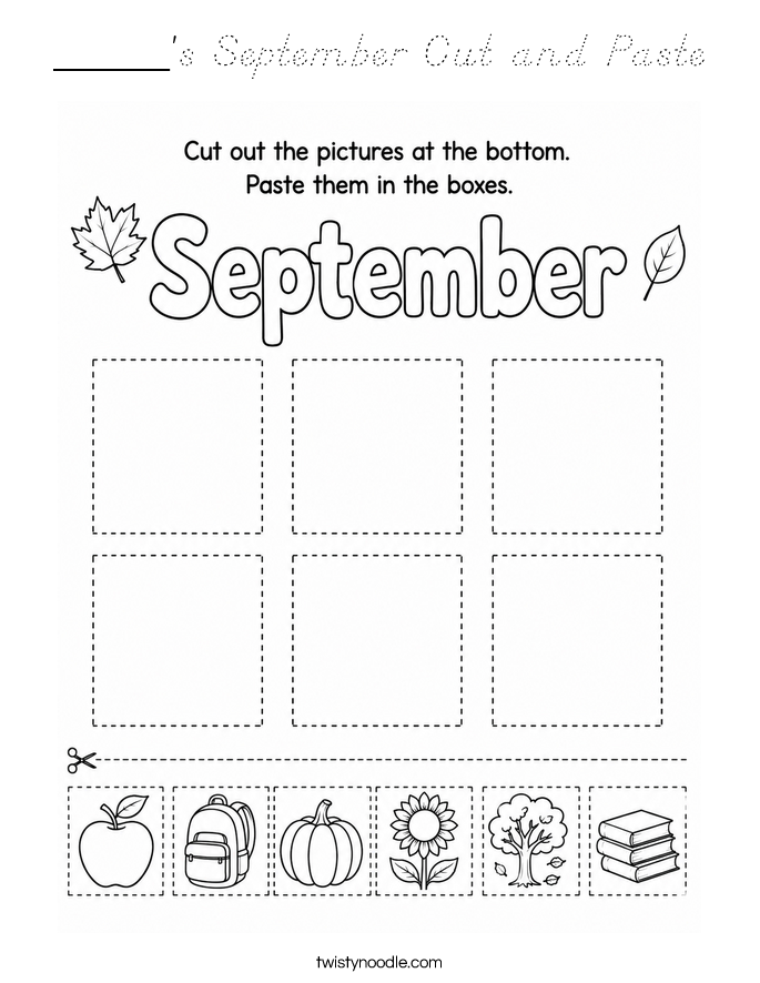 _____'s September Cut and Paste Coloring Page