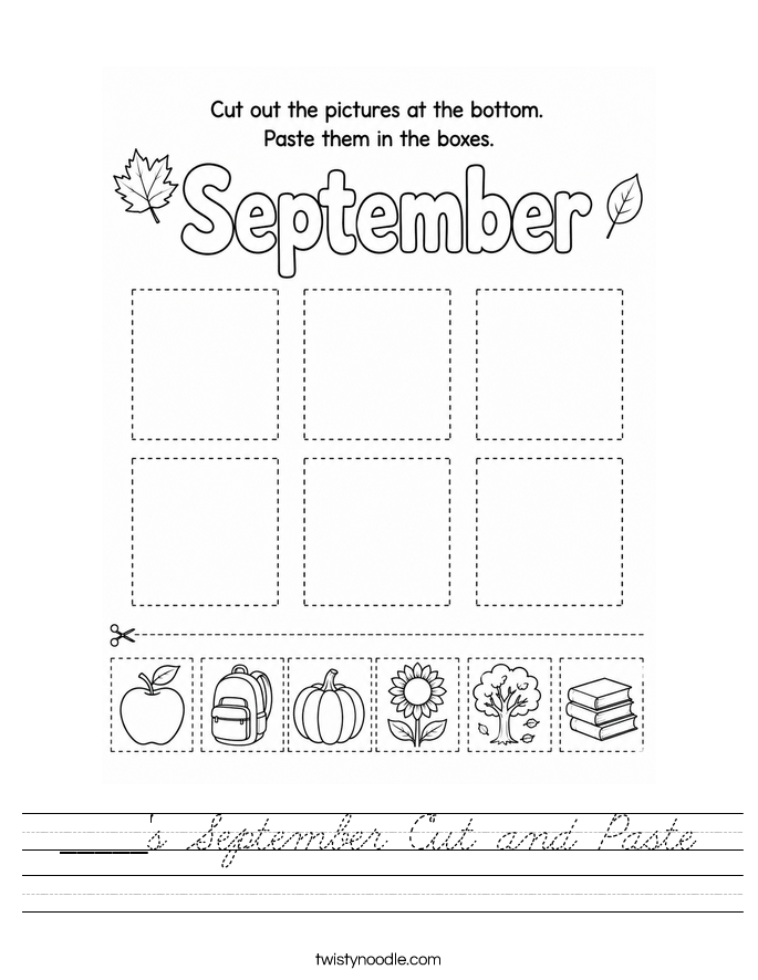_____'s September Cut and Paste Worksheet