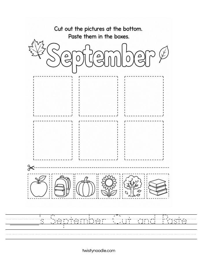 _____'s September Cut and Paste Worksheet