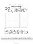 _____'s September Cut and Paste Worksheet