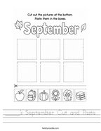 _____'s September Cut and Paste Handwriting Sheet