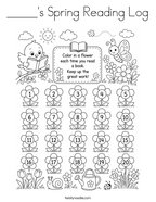 _____'s Spring Reading Log Coloring Page