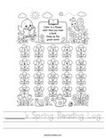 _____'s Spring Reading Log Worksheet