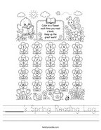 _____'s Spring Reading Log Handwriting Sheet