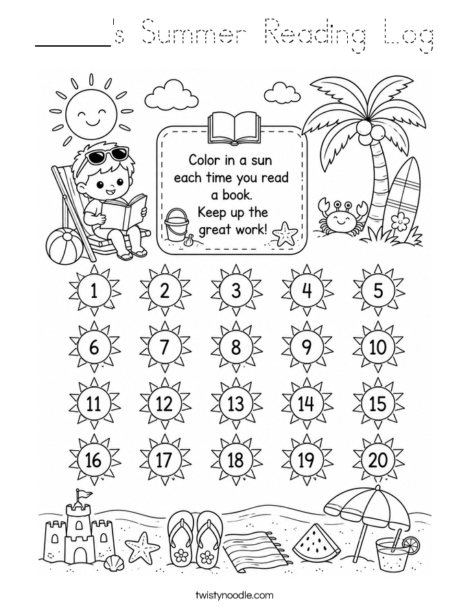 _____'s Summer Reading Log Coloring Page