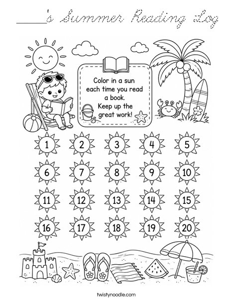 _____'s Summer Reading Log Coloring Page