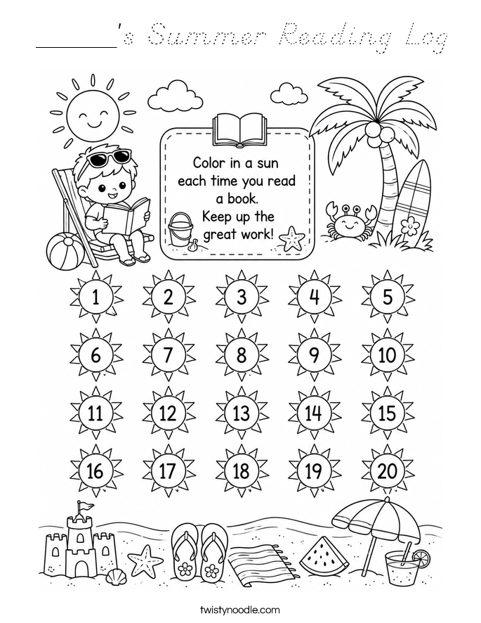 _____'s Summer Reading Log Coloring Page