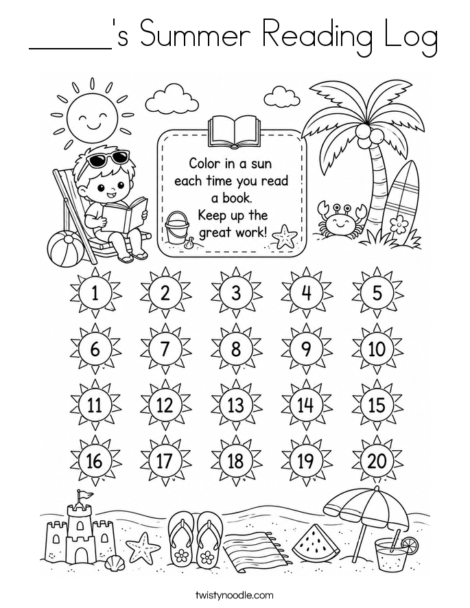 _____'s Summer Reading Log Coloring Page