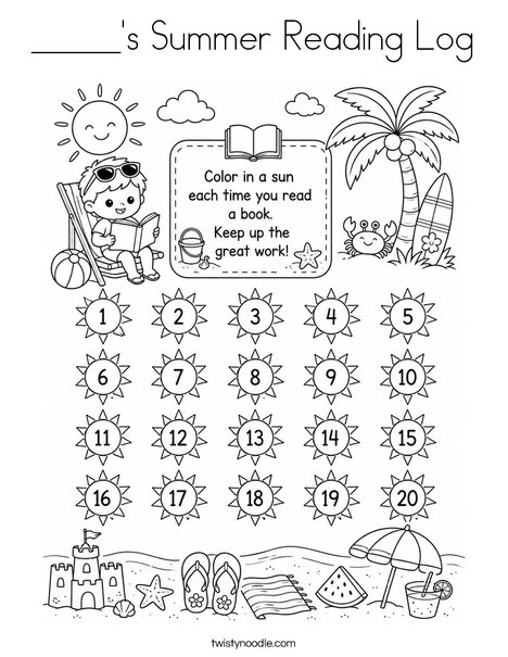 _____'s Summer Reading Log Coloring Page