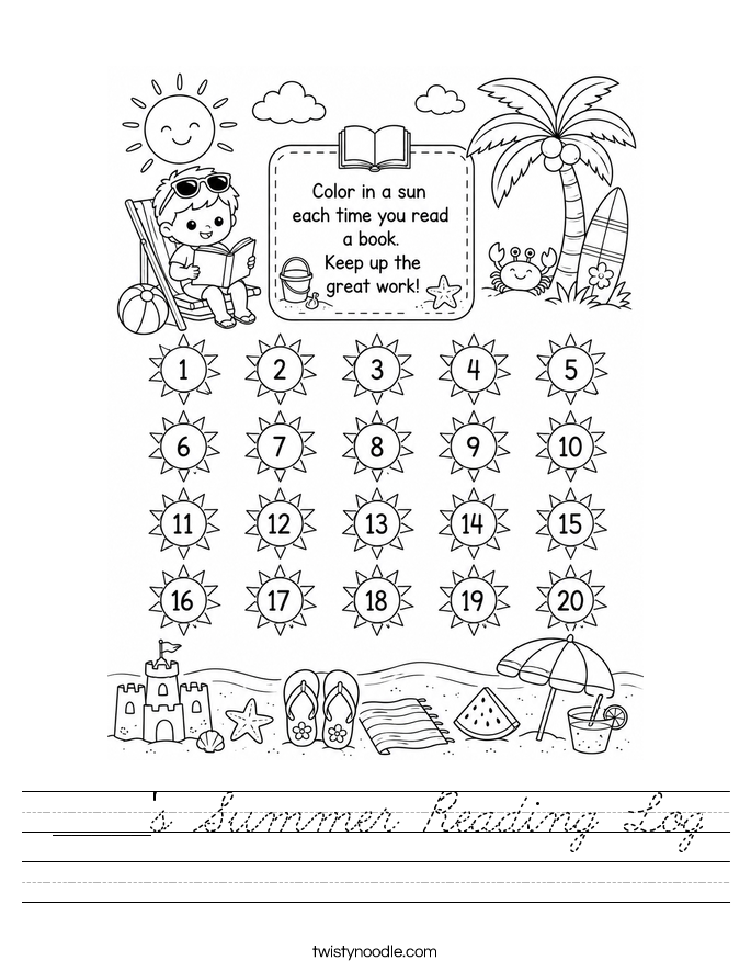 _____'s Summer Reading Log Worksheet