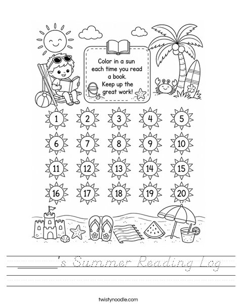 _____'s Summer Reading Log Worksheet