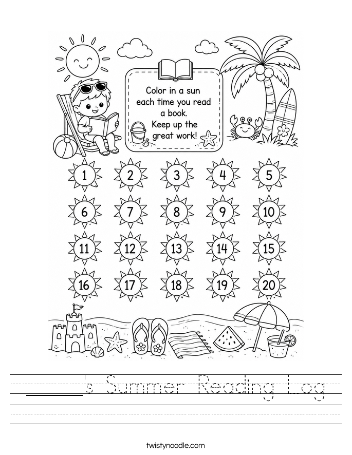 _____'s Summer Reading Log Worksheet