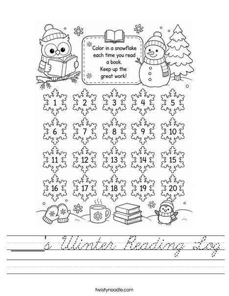 _____'s Winter Reading Log Worksheet