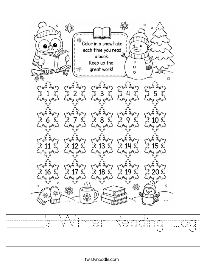 _____'s Winter Reading Log Worksheet
