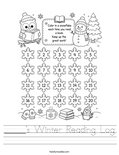 _____'s Winter Reading Log Worksheet