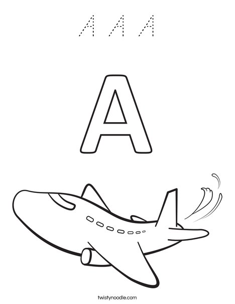 A Airplane Coloring Page